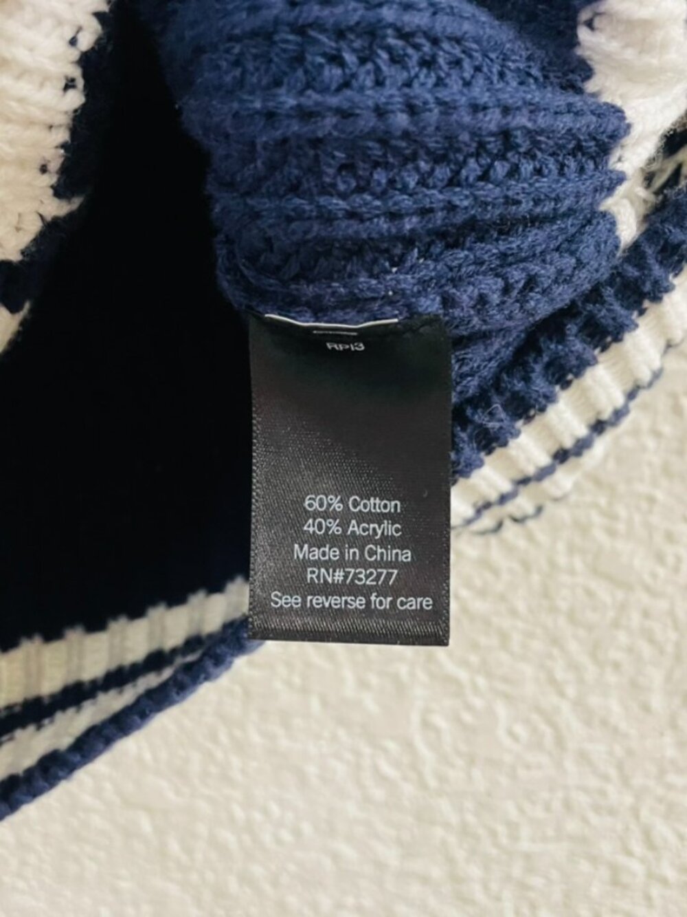 SO® Blue and White Cableknit Button Up Sweater Vest | Small - Picture 5 of 7